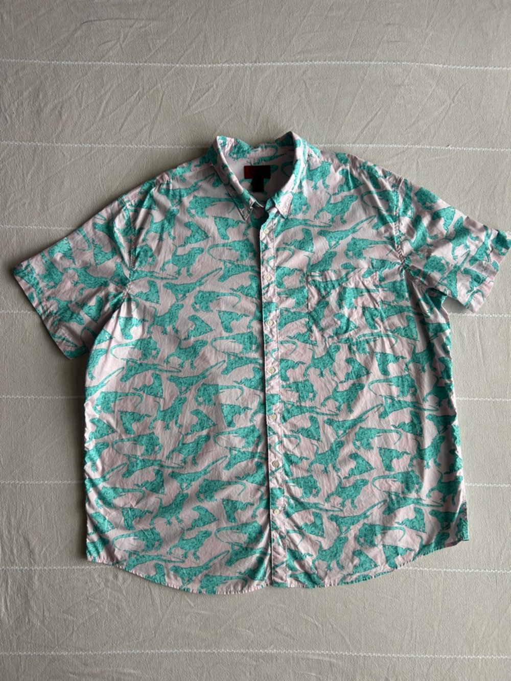 The Foundry Supply Co. Short-Sleeve Button-Up with Teal Iguana Print